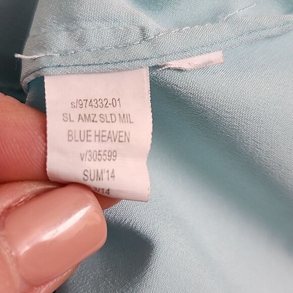 Banana Republic sleeveless button down blouse w waist tie, blue Heaven, XS - Picture 7 of 7